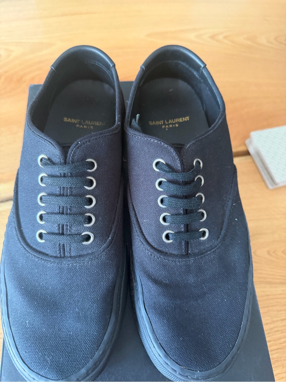 Saint Laurent Black Canvas Low-Profile Lace-Up Sneakers